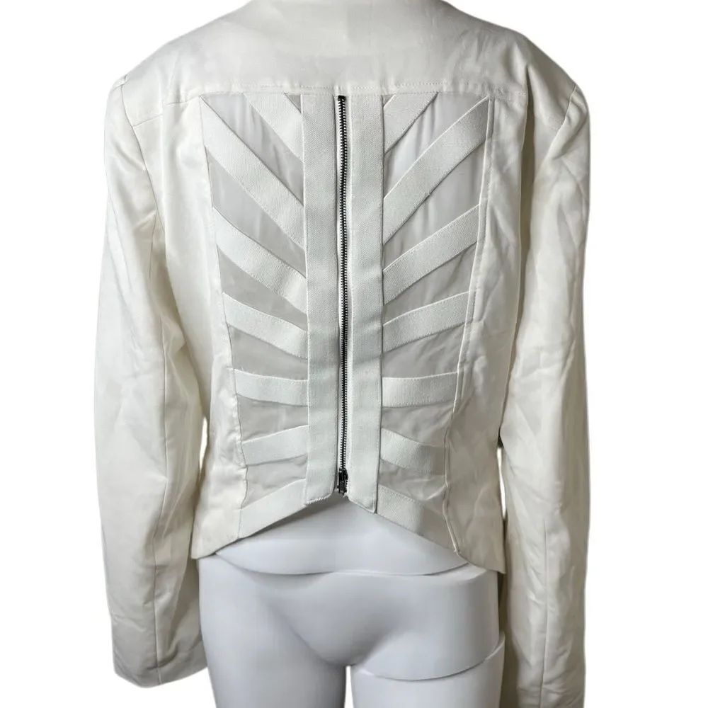 Love Tree Elegant Cream Cut Out Back Women's Blazer Size Medium
